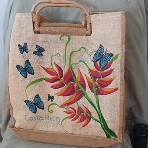 Costa Rica Floral Jute Tote Bag - Multicolor